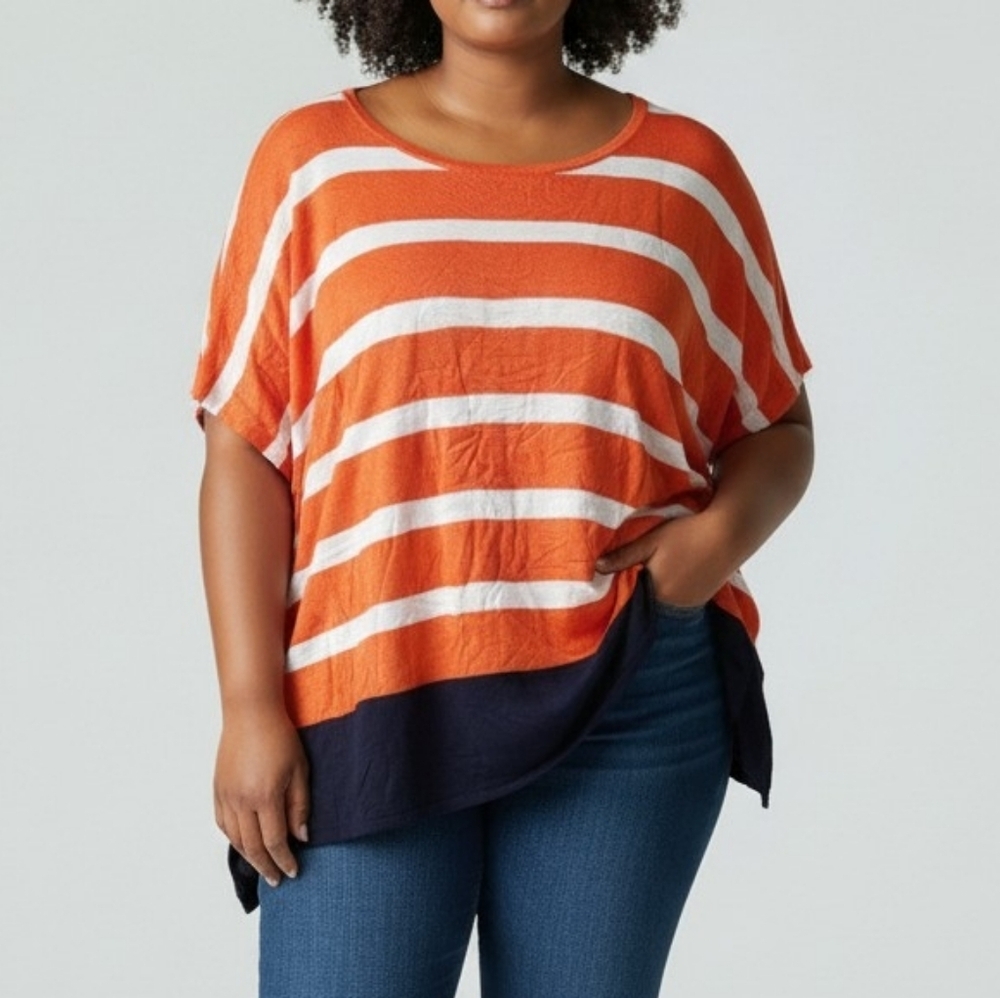 Nwt! Talbots striped short-sleeved dolman top puncho